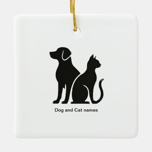 Ornement En Céramique Conception de boho de chien et de chat (Devant)