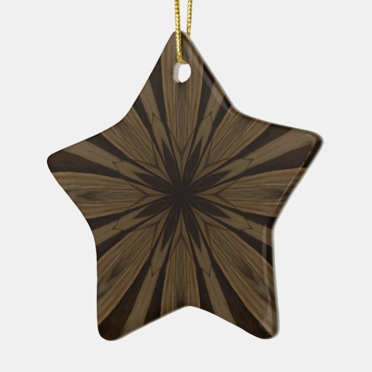 Ornement En Céramique Conception de kaléidoscope à fleurs Brown rustique (Gauche)