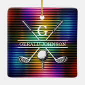 Ornement En Céramique Conception de monogramme de golf couleur personnal (Dos)