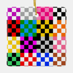 Ornement En Céramique Conception de motif à carreaux patchwork coloré