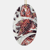 Ornement En Céramique Conception de tatouage de carpe rouge (Droite)
