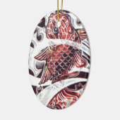 Ornement En Céramique Conception de tatouage de carpe rouge (Gauche)