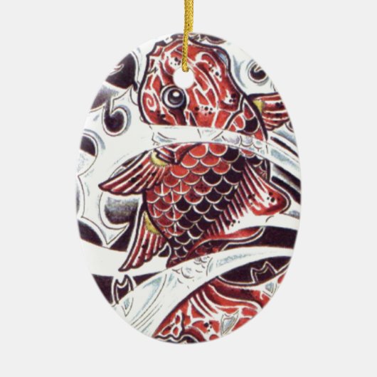 Ornement En Céramique Conception de tatouage de carpe rouge (Devant)