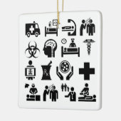 Ornement En Céramique Conception noire et blanche audacieuse d'icônes (Gauche)