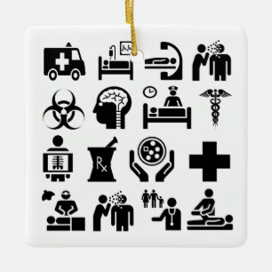 Ornement En Céramique Conception noire et blanche audacieuse d'icônes