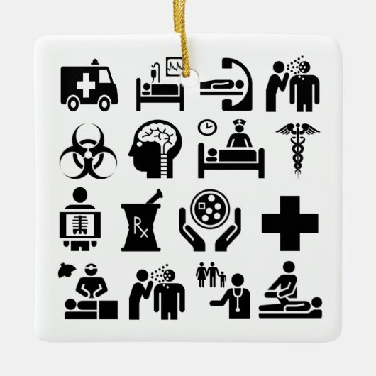 Ornement En Céramique Conception noire et blanche audacieuse d'icônes (Devant)