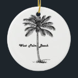 Ornement En Céramique Conception noire et blanche de West Palm Beach et<br><div class="desc">Conception noire et blanche de West Palm Beach. Inspiré d'ici la simplicité,  noir et blanc,  voyage et été. Visitez notre magasin pour trouver plus de conceptions de paume et de ville !</div>