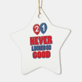 Ornement En Céramique conceptions d'anniversaire de 21 ans (Gauche)