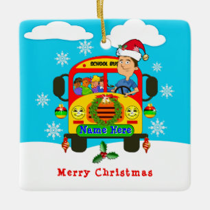 Ornement En Céramique Conducteur de bus scolaire Cadeaux de Noël, Condu