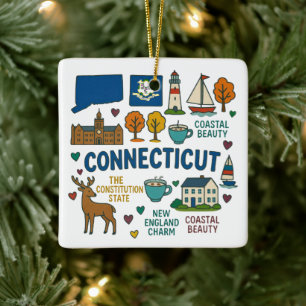 Ornement En Céramique Connecticut Custom Family Trip Keepsaké Noël