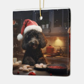 Ornement En Céramique Cookies de Noël de caniche Festive (Gauche)