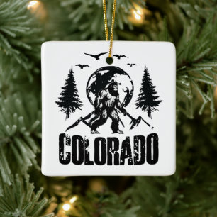 Ornement En Céramique Cool Colorado Day Bigfoot Randonnée Vintage