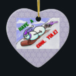 Ornement En Céramique Cool Yule Snowman<br><div class="desc">Art original de l'artiste Houston Jolie E. Bonnette.</div>