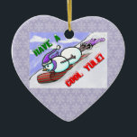 Ornement En Céramique Cool Yule Snowman<br><div class="desc">Art original de l'artiste Houston Jolie E. Bonnette.</div>