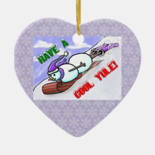 Ornement En Céramique Cool Yule Snowman
