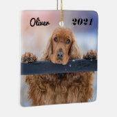 Ornement En Céramique Coq Brown Fluffy Personnalisé Chien Espagnol (Droite)