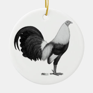 Ornement En Céramique Coq de combat gris à ailes de canard