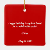 Ornement En Céramique Coq traditionnel de Barcelos Joyeux anniversaire (Dos)