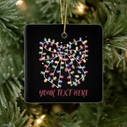 Ornement En Céramique Coquette Bow Personalized Christmas Lights Holiday (Arbre)