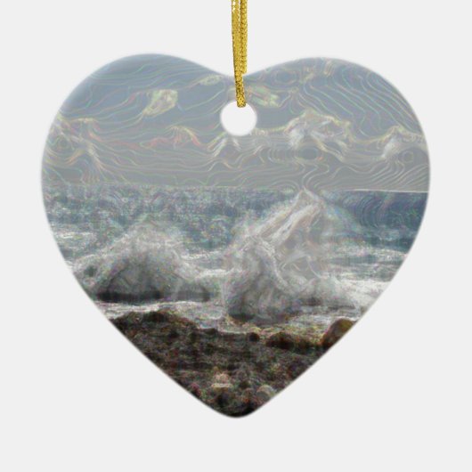 Ornement En Céramique Corail et vagues (Devant)