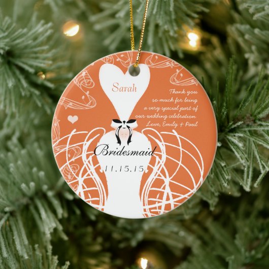 Ornement En Céramique Coral Mariage Gown Bridesmaid Mariage Noël (Arbre)