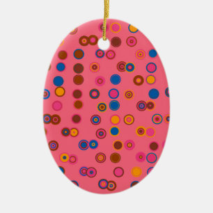 Ornement En Céramique Coral rose bubblegum cercle géométrique motif