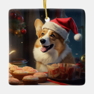 Ornement En Céramique Corgi Christmas Cookies Festive Holiday