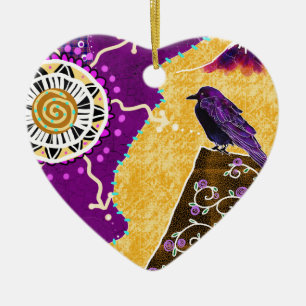 Ornement En Céramique Corneille sur un livre