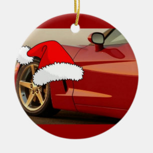 Ornement En Céramique Corvette rouge Noël