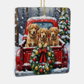 Ornement En Céramique Coton de Tulear Christmas Red Truck Holiday (Droite)