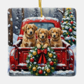 Ornement En Céramique Coton de Tulear Christmas Red Truck Holiday (Devant)