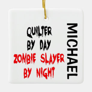 Ornement En Céramique Couche Zombie Quilter PERSONNALISÉ