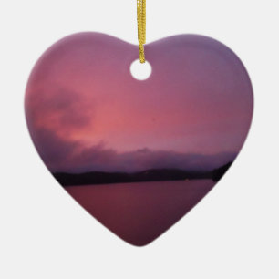 Ornement En Céramique Coucher de soleil violet sur le lac Arrowhead