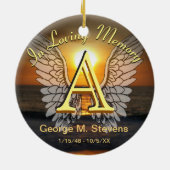 Ornement En Céramique Coucher du soleil de monogramme/mémorial de lever (Dos)