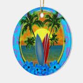 Ornement En Céramique Coucher du soleil et planches de surf (Gauche)