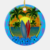 Ornement En Céramique Coucher du soleil et planches de surf (Dos)