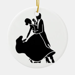 ORNEMENT EN CÉRAMIQUE COUPLE DANSE SUR *1ER NOËL ENSEMBLE ORNAMENT
