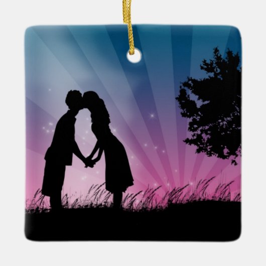 Ornement En Céramique Couple de baiser (Devant)