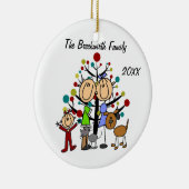 Ornement En Céramique Couples, fille d'enfant en bas âge, chien, (Droite)