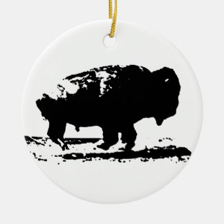 Ornement En Céramique Courir Buffalo Bison Pop Art