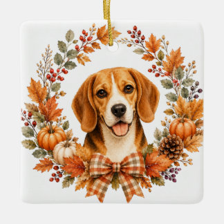 Ornement En Céramique Couronne d'automne Beagle