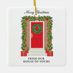Ornement En Céramique Couronne de guirlande de porte rouge de la maison 