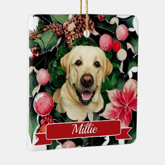 Ornement En Céramique Couronne de Noël aquarelle pour photo d'animal de (Droite)