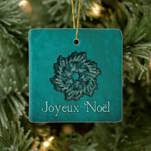 Ornement En Céramique Couronne fractale - Joyeux Noël