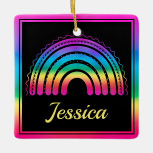 Ornement En Céramique Coussin de jet bohème arc-en-ciel coloré