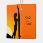 Ornement En Céramique Coutume. Fille de surfer (Gauche)