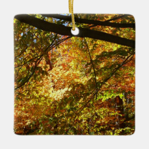 Ornement En Céramique Couvert de feuilles d'automne I Nature jaune d'aut