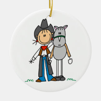 Ornement En Céramique Cow-girl avec le T-shirts et les cadeaux de cheval