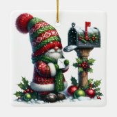Ornement En Céramique Cozy Christmas Gnome Art – Festive Holiday (Dos)