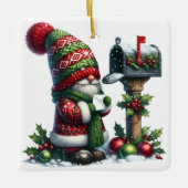 Ornement En Céramique Cozy Christmas Gnome Art – Festive Holiday (Devant)